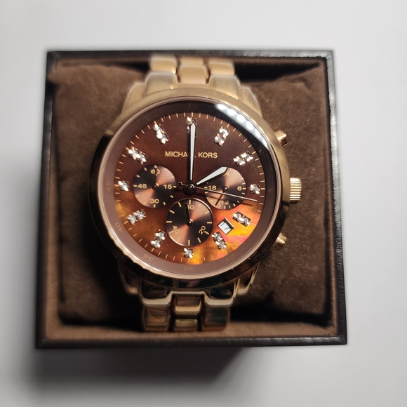 Michael Kors Gold and Brown Women's Watch - Picture 1 of 3